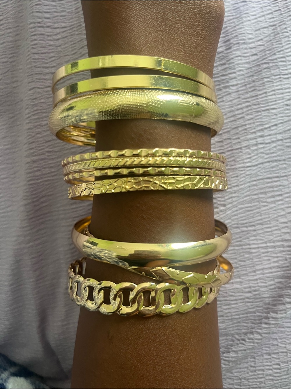 10 Pack Gold-Tone Stackable Bangle Bracelet Set